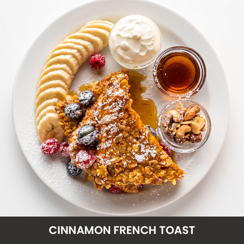 Cinnamon French toast — a signature brunch dish at The Good Stuff Café, Nerja